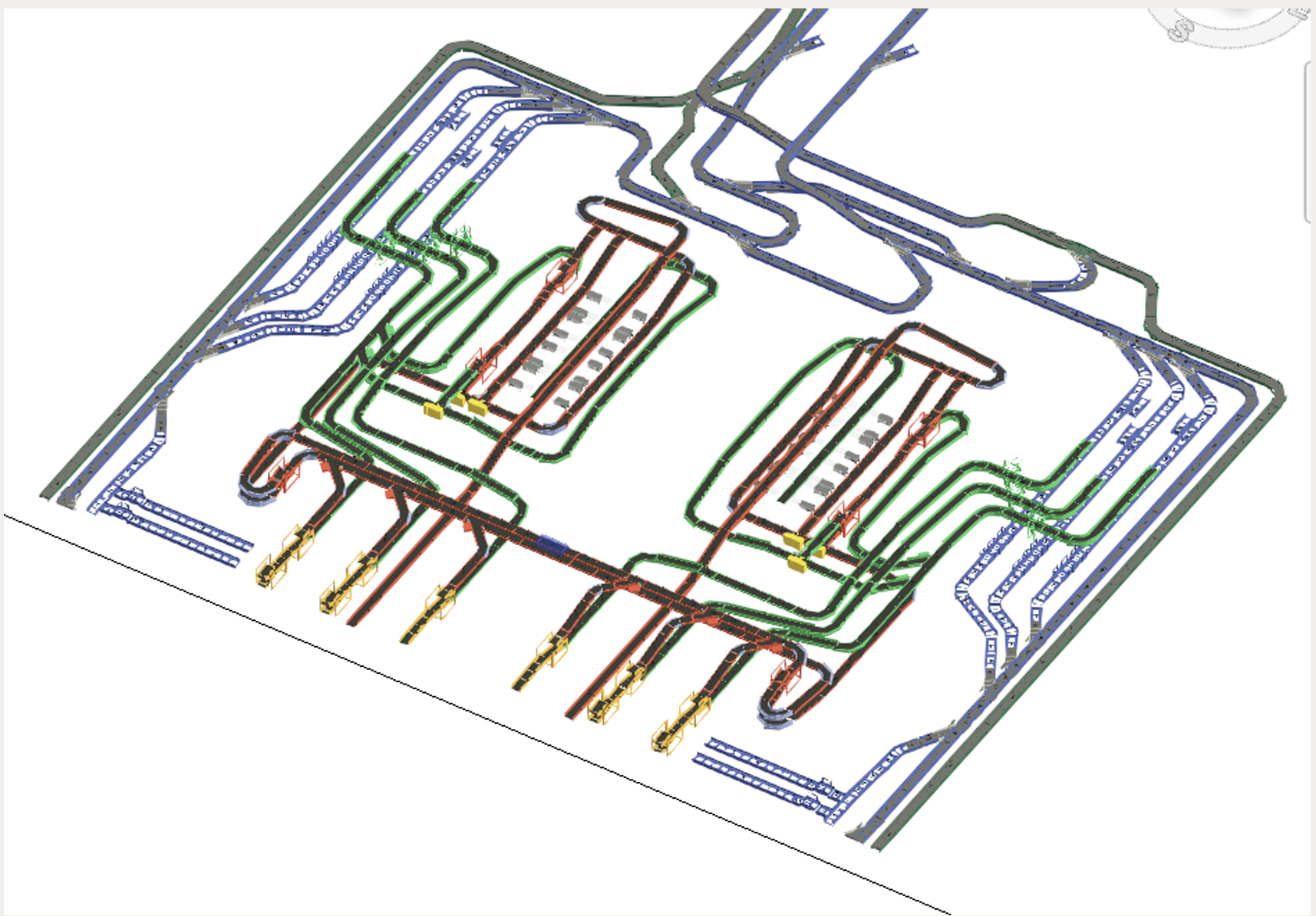 Isometric airport baggage-handling model